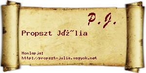 Propszt Júlia névjegykártya